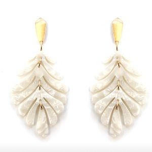 White Resin Leaf Earrings